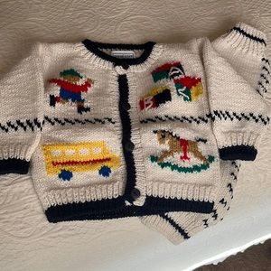 2 piece knitted baby boy outfit-18 months-NWT-pants and front button cardigan
